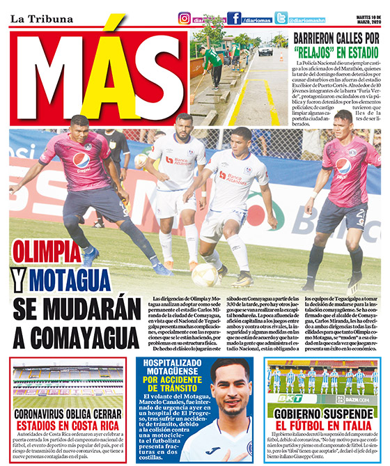 OLIMPIA Y MOTAGUA SE MUDARÁN A COMAYAGUA
