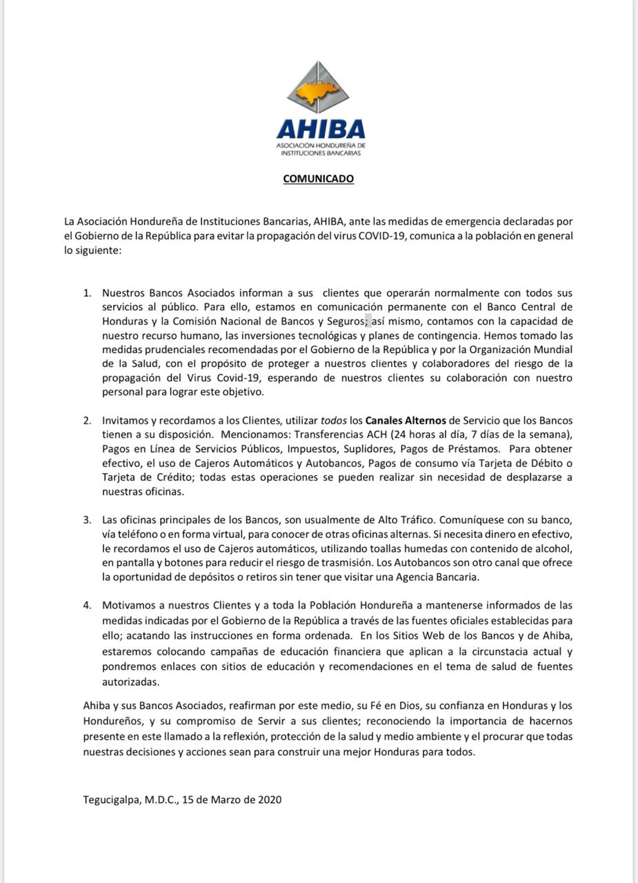 Bancos operarán normalmente con todos sus servicios