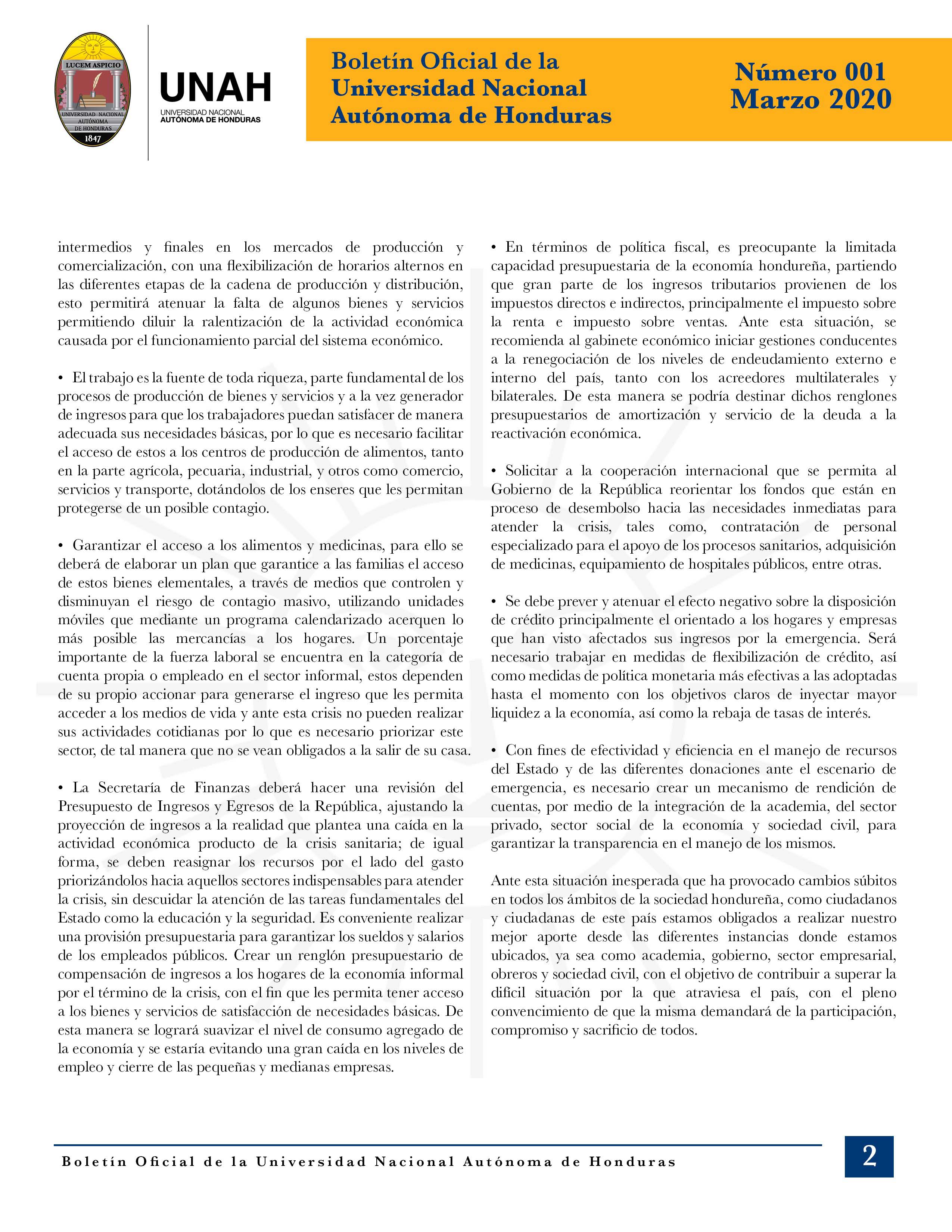 UNAH propone estrategia integral contra emergencia por COVID-19