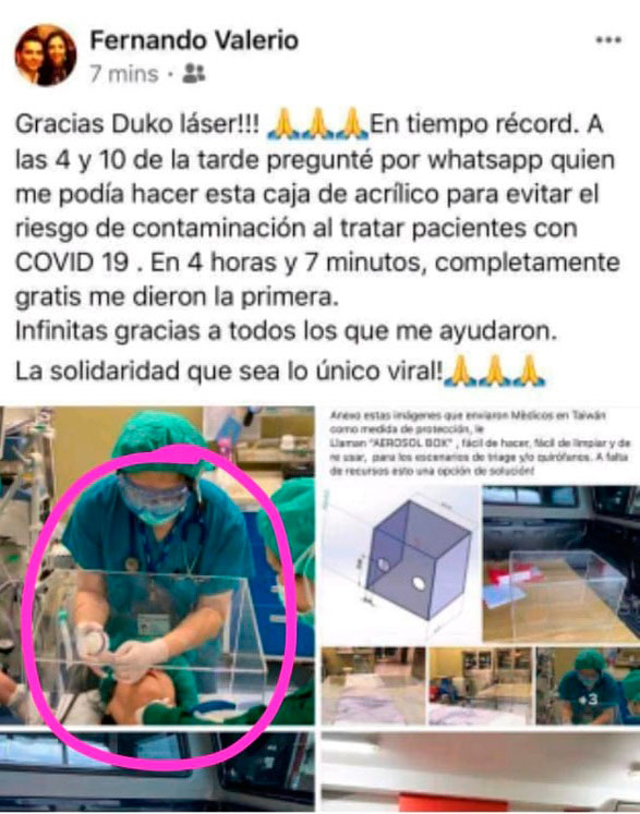 Donan materiales para fabricar caretas que protegen a personal sanitario