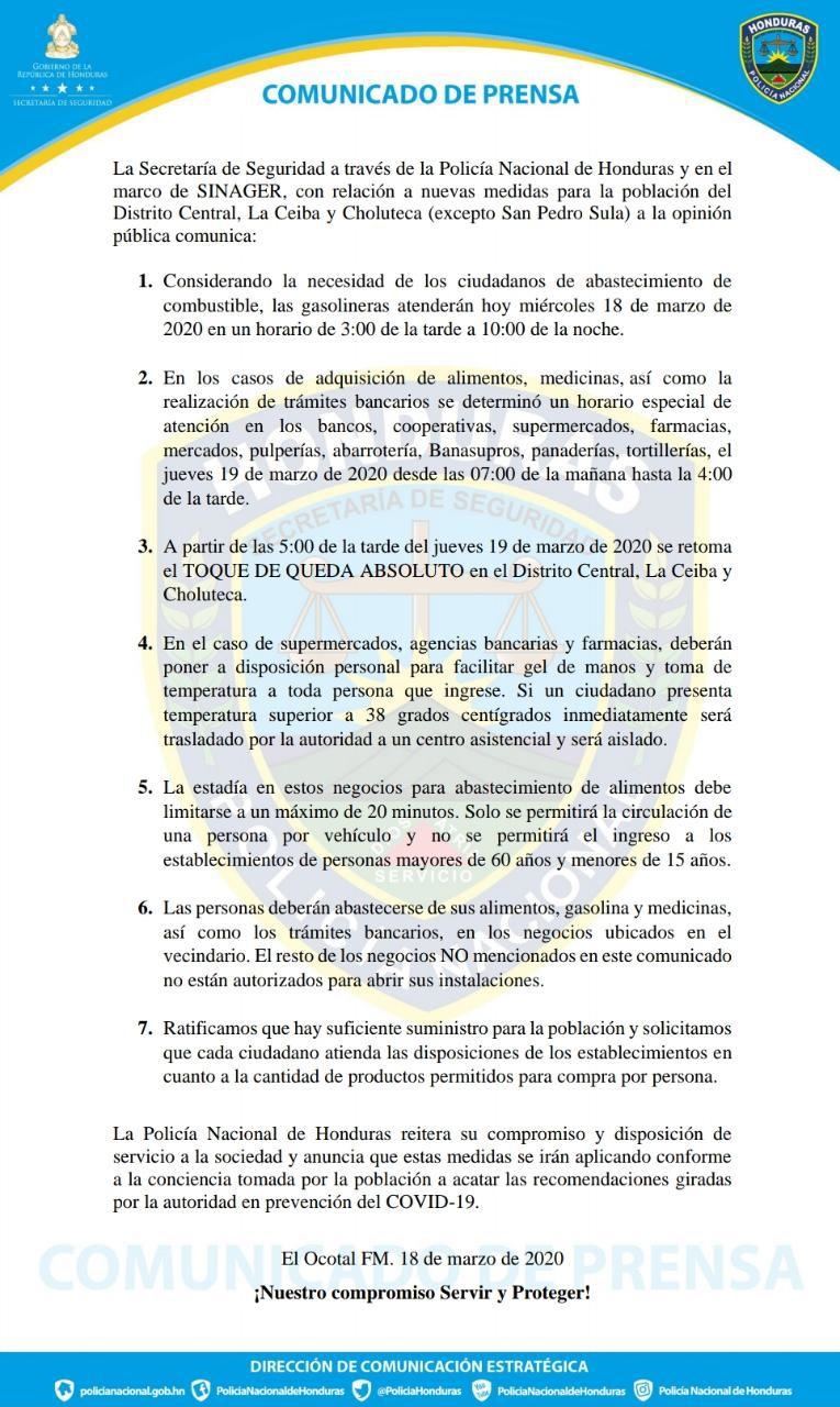 Gobierno reajusta medidas preventivas contra el COVID-19 en Honduras (Vídeo)