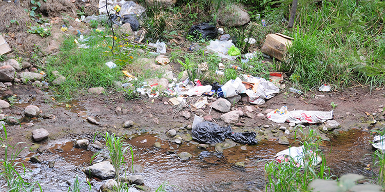 Irresponsables tiran basura en quebrada