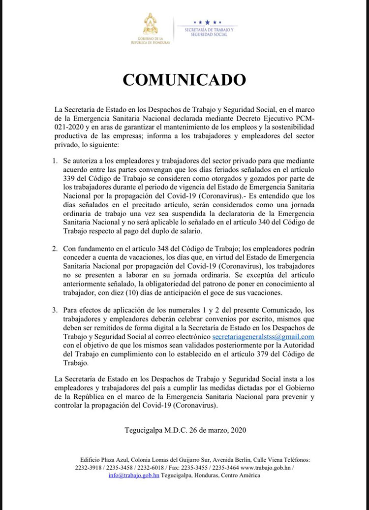 Encierro por coronavirus podrá ser tomado como día feriado por empresas