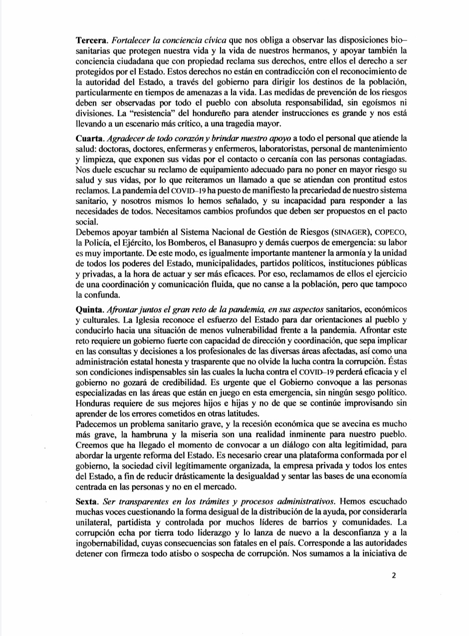 Conferencia Episcopal emite mensaje de Pascua y solidaridad ante pandemia