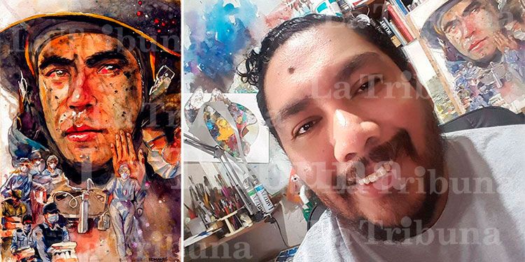 Acuarelista hondureño inspira su arte en los héroes contra el COVID-19