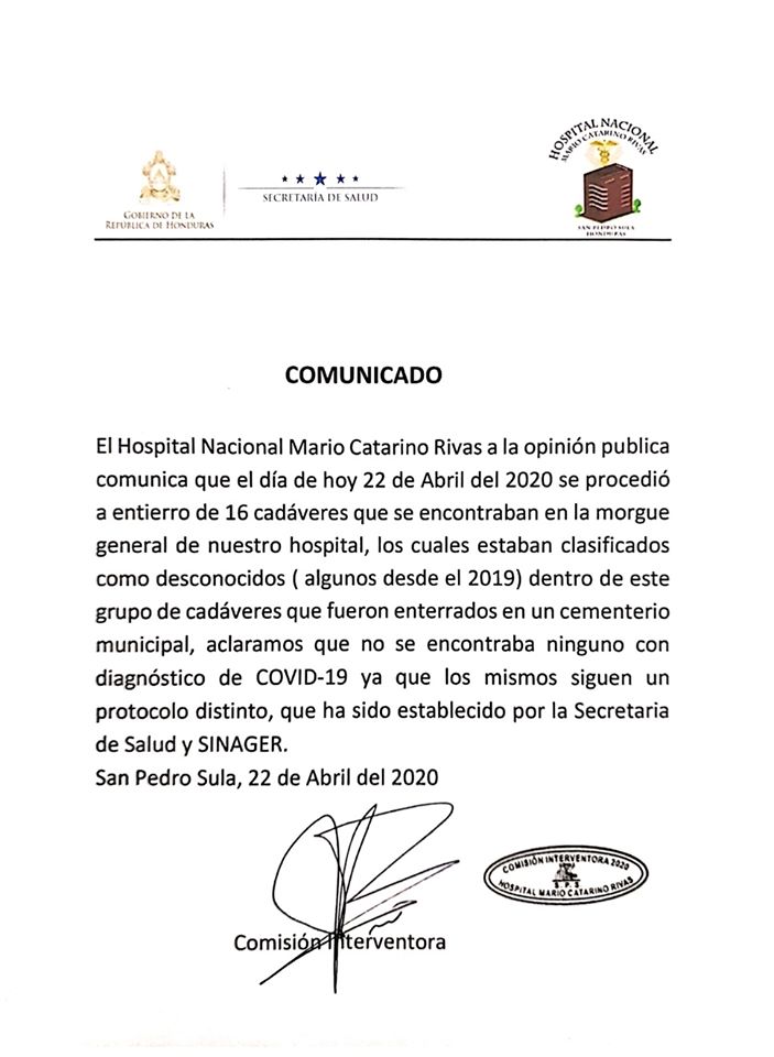 Pobladores de Chamelecón cierran cementerio por temor a contagios de COVID-19  