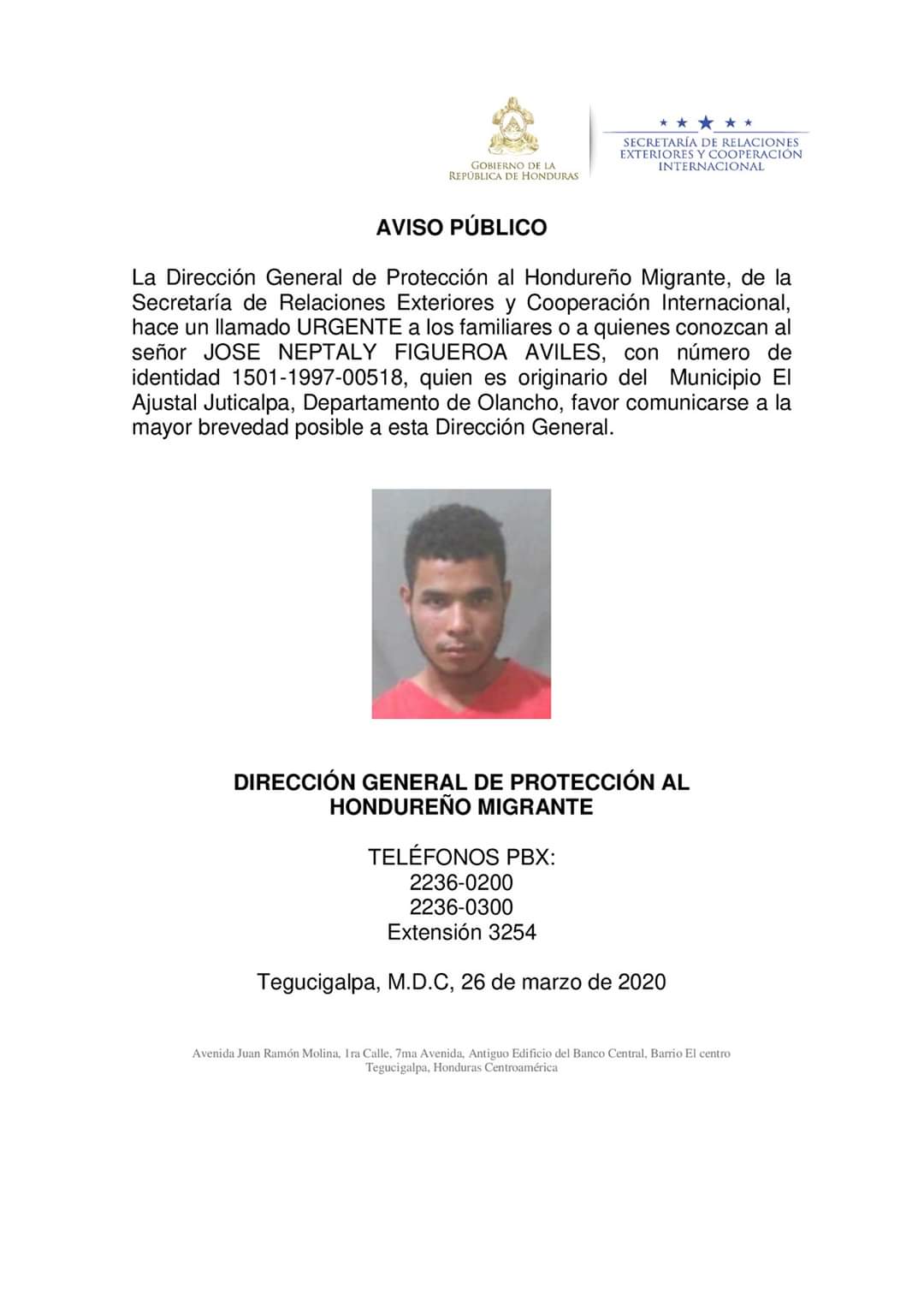 Cancillería busca a hondureño por caso de su hija en una corte de EEUU