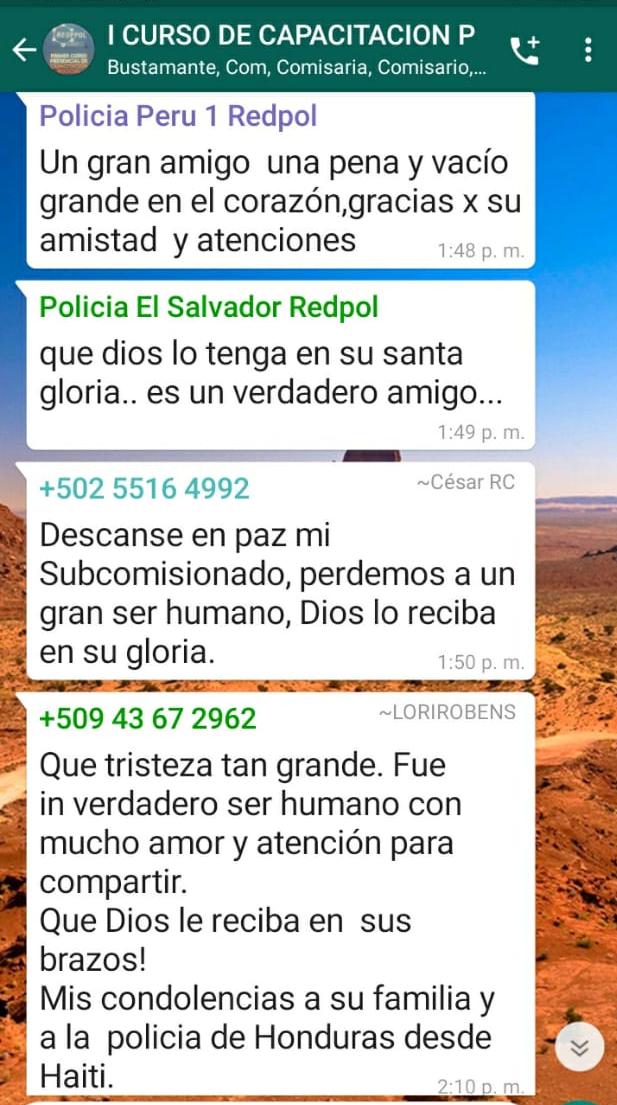 Policías de América se solidarizan por la muerte del Comisionado Póstumo Jaime Barahona