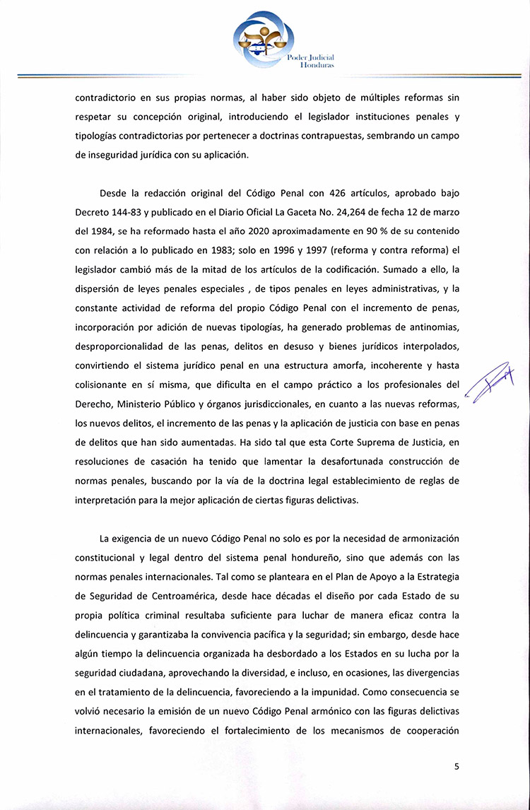 CSJ opina que no se aprueba ley de iniciativa ciudadana para que no entre en vigencia Código Penal