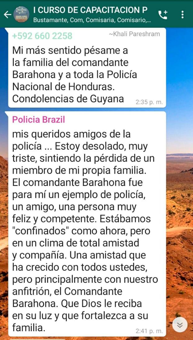 Policías de América se solidarizan por la muerte del Comisionado Póstumo Jaime Barahona