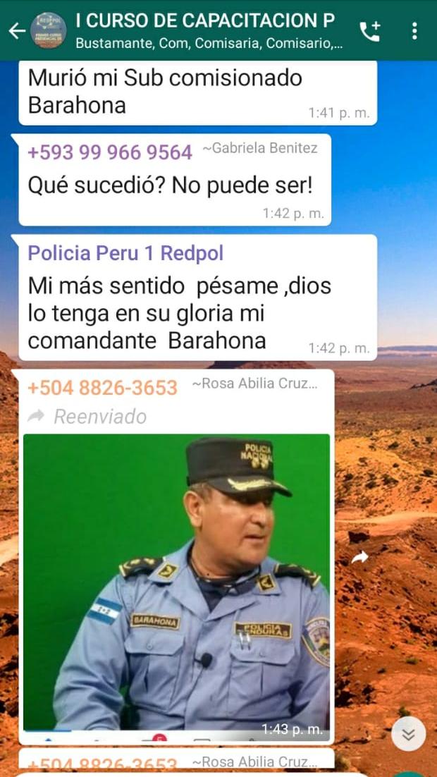 Policías de América se solidarizan por la muerte del Comisionado Póstumo Jaime Barahona