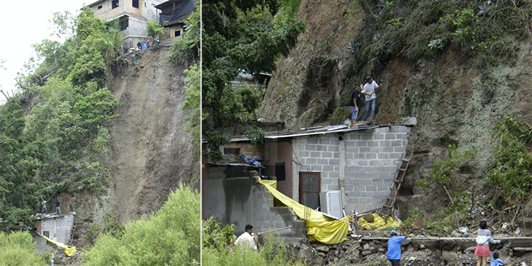 Casas a punto de caer y reportan 2 víctimas por lluvias en el país