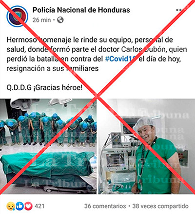 ¿Foto del último adiós a médico muerto por COVID-19 es de Honduras?
