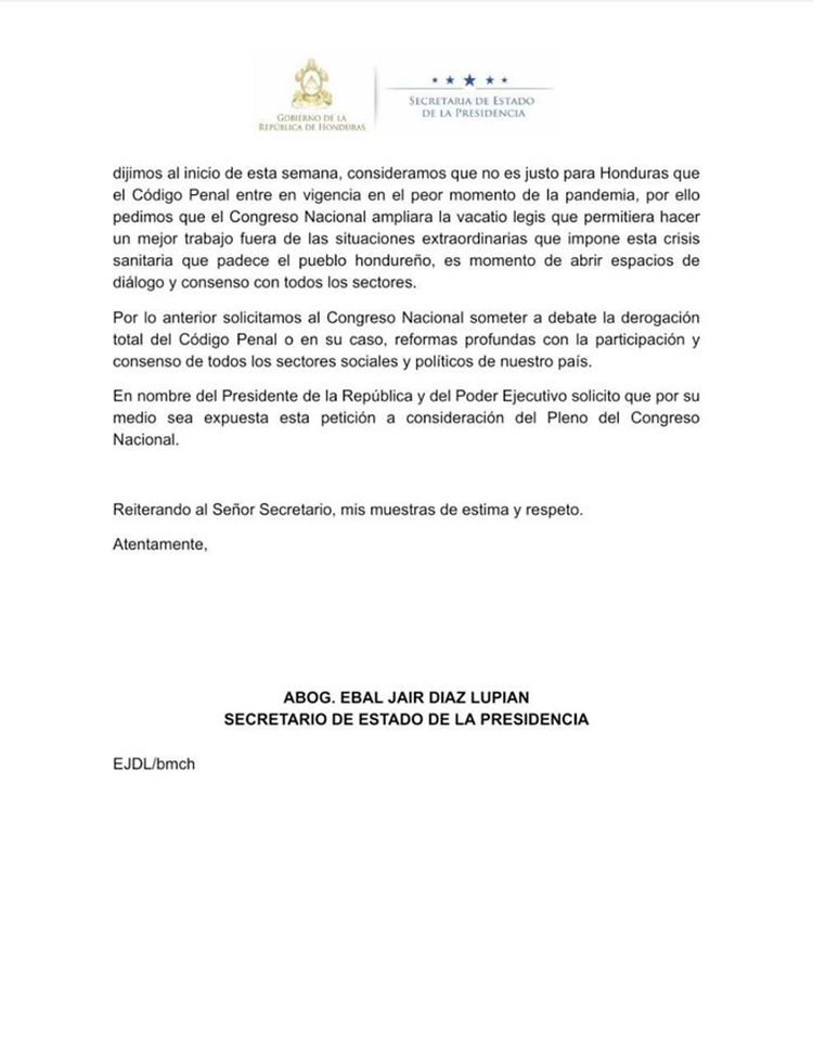 Ministro de la Presidencia: “Código fue sancionado bajo el acuerdo que se harían las reformas”