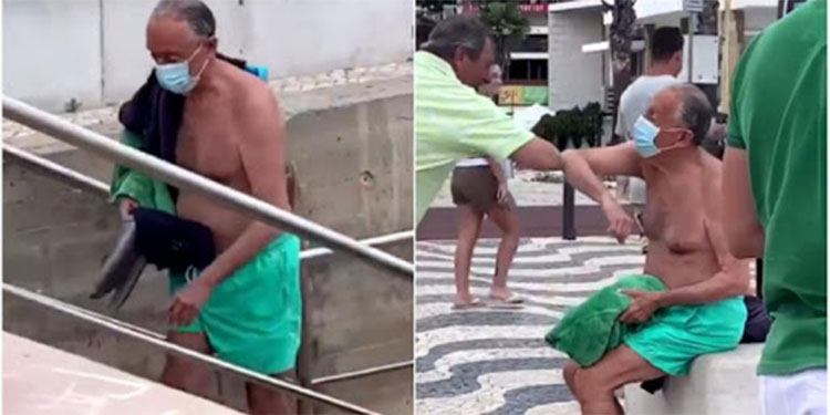 Presidente de Portugal aparece en una playa solo y sin seguridad (Video)