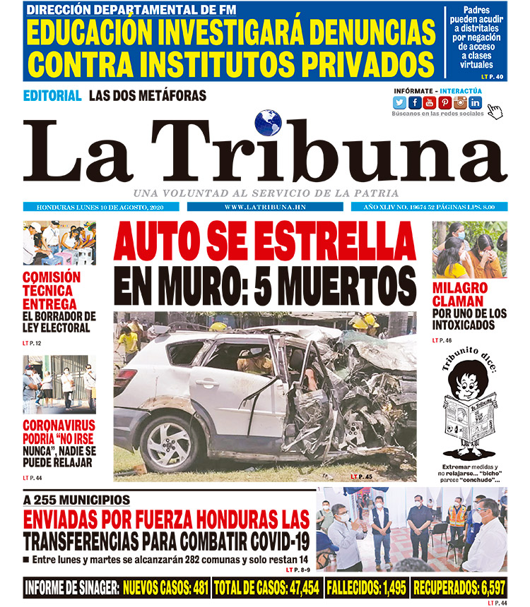 AUTO SE ESTRELLA EN MURO: 5 MUERTOS