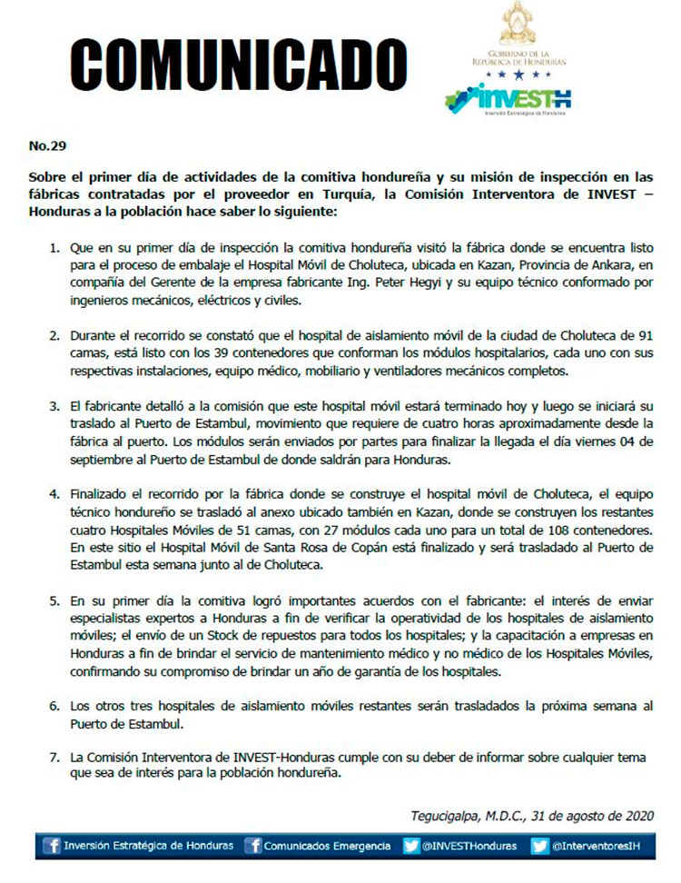 Invest-H en Turquía: listos hospitales móviles de Choluteca y Copán (Galería)