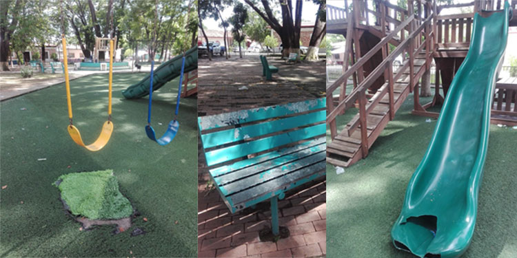 table deterioro en el parque de Goascorán