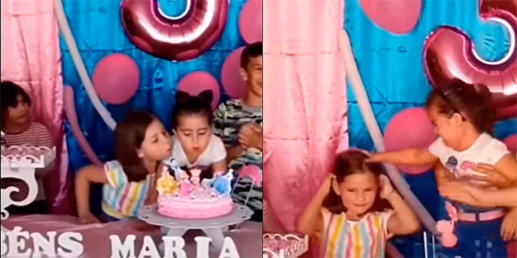 El video del momento, una niña hala del pelo a otra porque sopló las velas de su torta