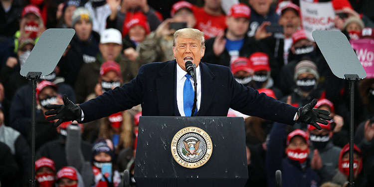 Piratean brevemente página de campaña de Donald Trump