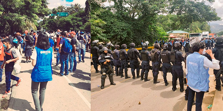 Migrantes hondureños siguen en la zona fronteriza entre Guatemala y Corinto