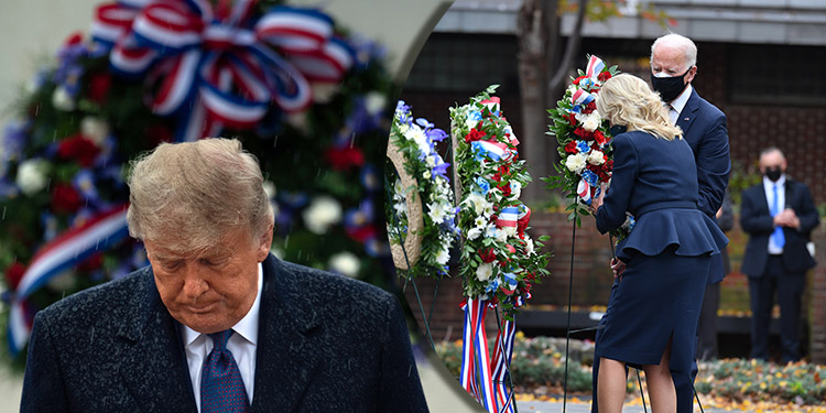 Trump y Biden honran por separado a los veteranos de guerra