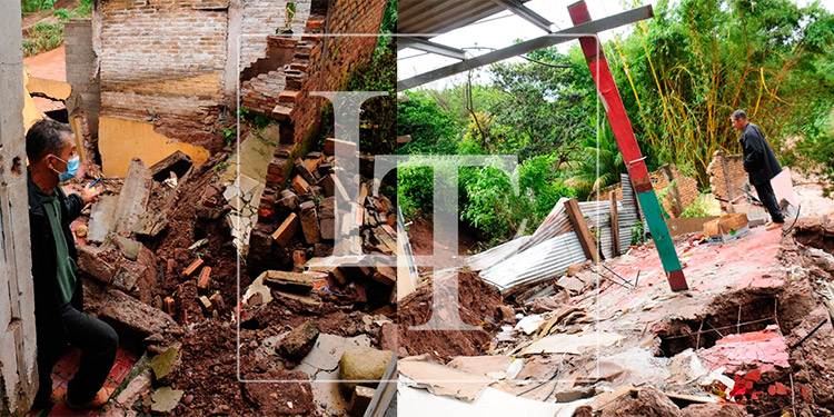 Dos casas colapsan en el barrio Morazán de Tegucigalpa