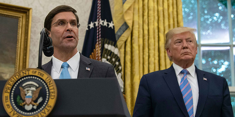 Dimite la cúpula civil del Pentágono tras el despido de Esper por Trump