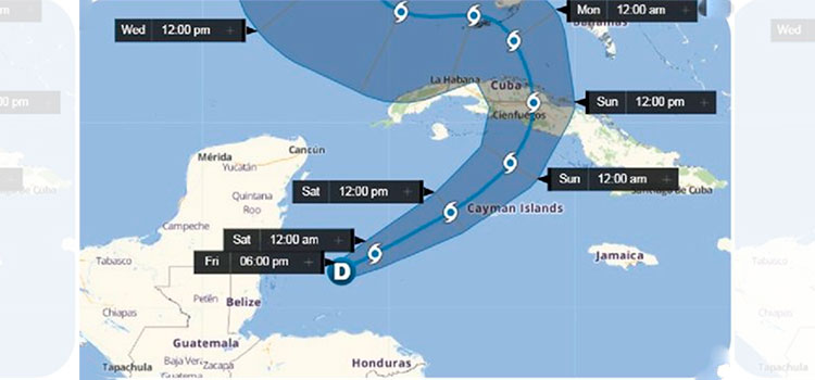 Eta está a 175 kilómetros de Roatán con una trayectoria rumbo a Cuba