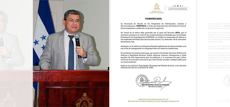 Gobierno suspende labores en sector público y privado ante amenaza de huracán "Iota"