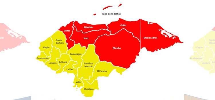 Siete departamentos en alerta roja por huracán "Eta"