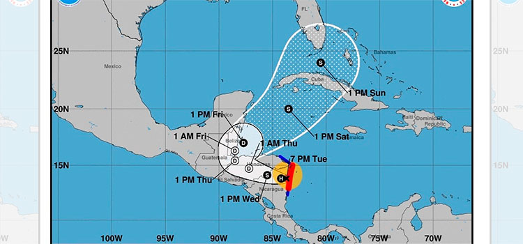Huracán Eta disminuye su intensidad a categoría dos