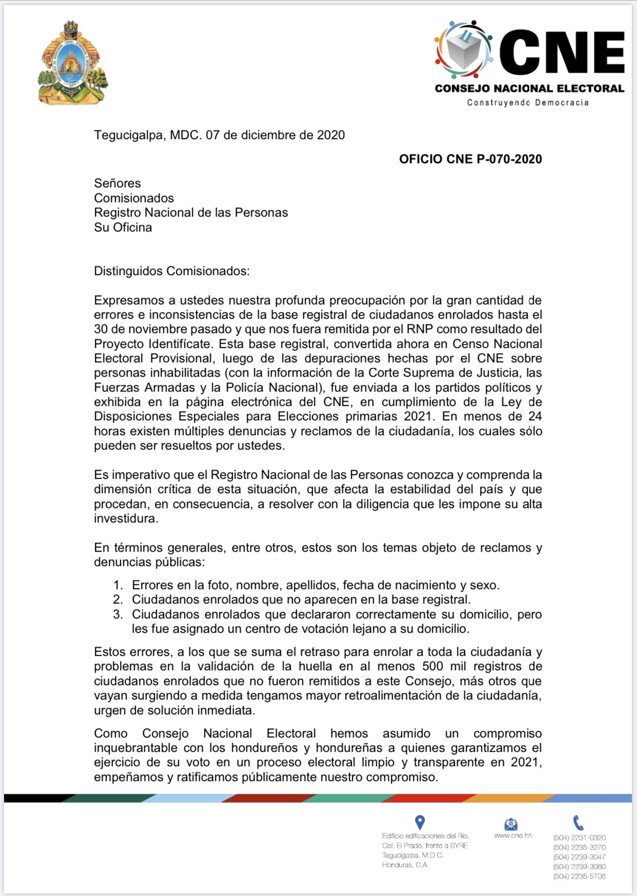 CNE solicita resolver inconsistencias del proceso de enrolamiento al RNP