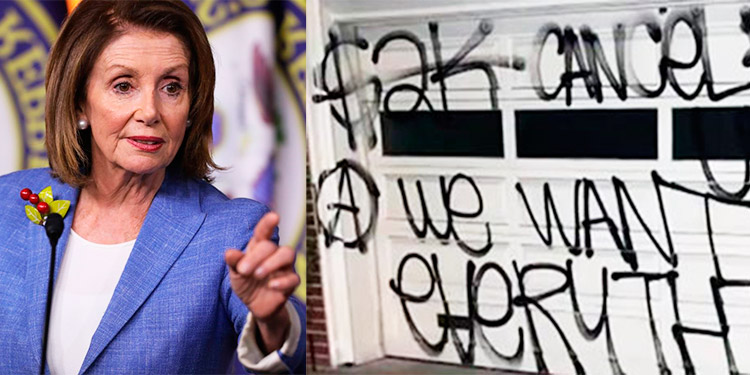Con cabeza de cerdo y sangre falsa, vandalizan casa de Nancy Pelosi