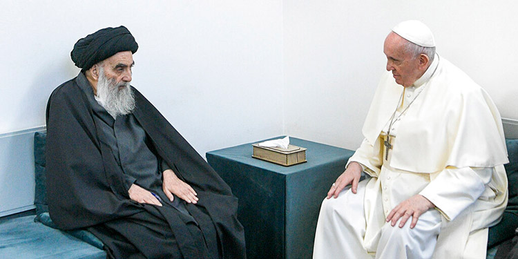 El Papa y alto clérigo chií de Irak sostienen reunión histórica