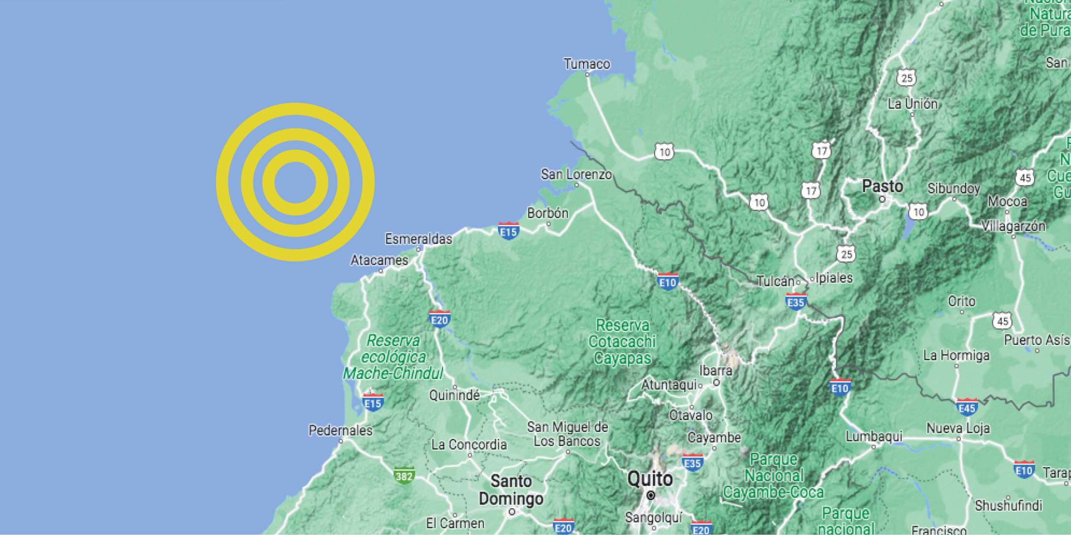Mapa de costa de Ecuador Esmeraldas
